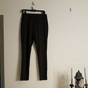 Elegant Black Pinstripe Stretch Dress Pants